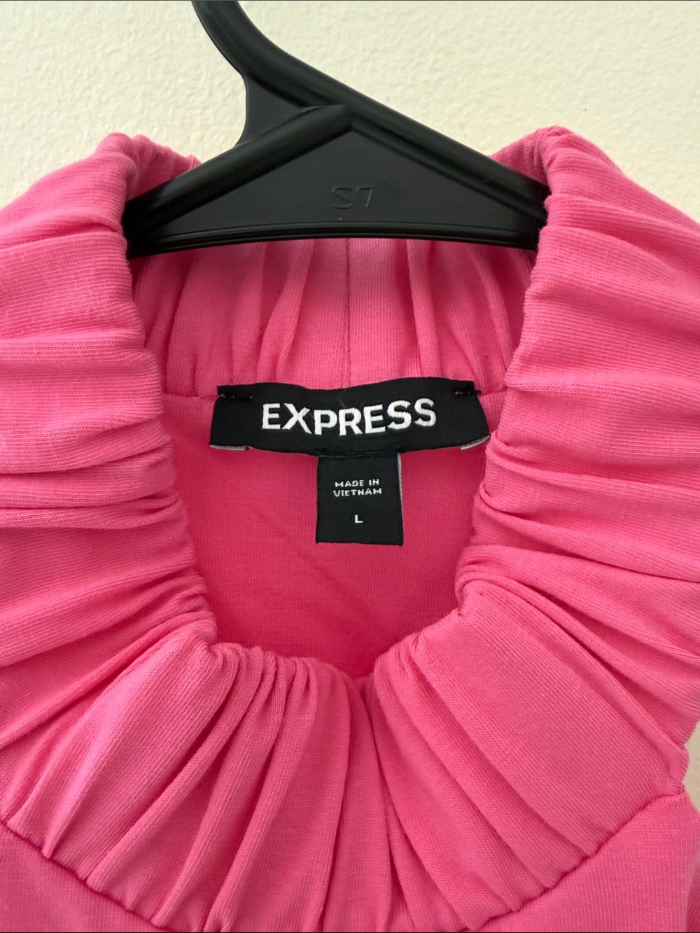 Express Hot Pink Ruffled Halter Tank Top - Picture 2 of 4
